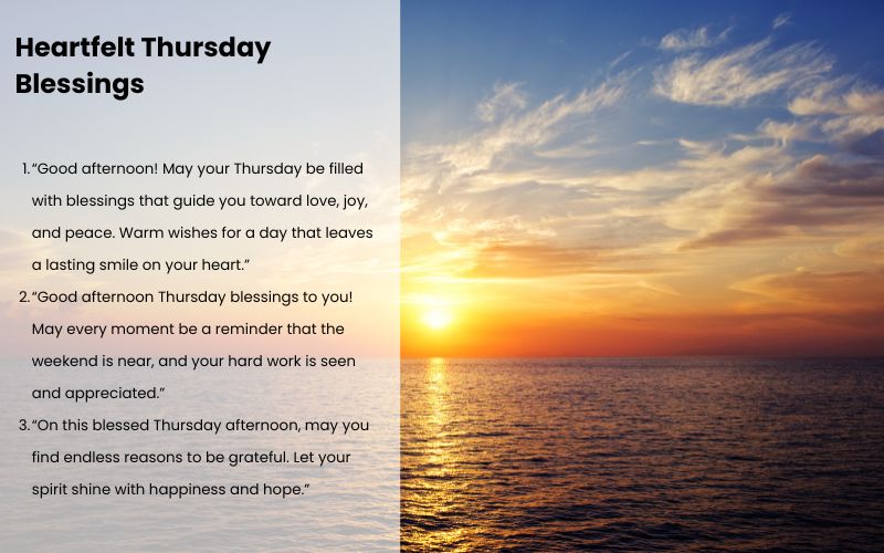 Heartfelt Thursday blessings with warm wishes written on a serene background