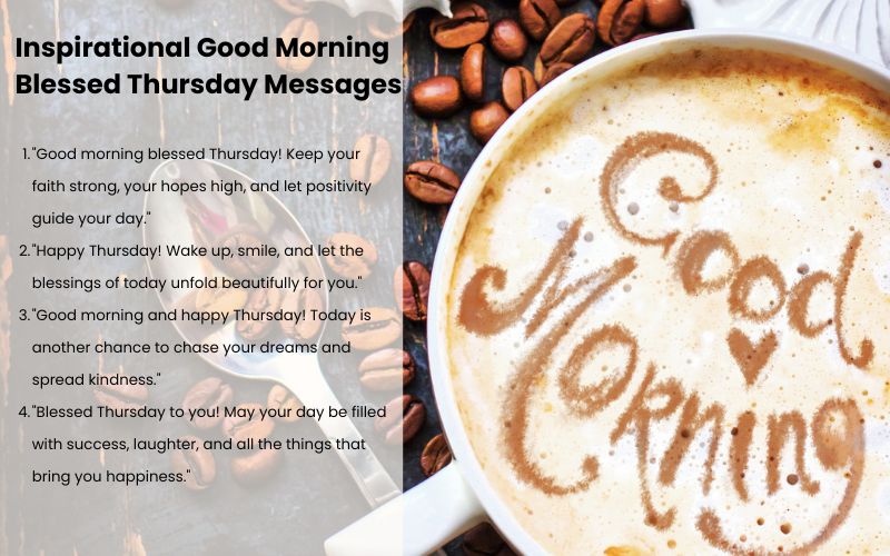 Inspirational Good Morning Blessed Thursday messages with positive quotes.