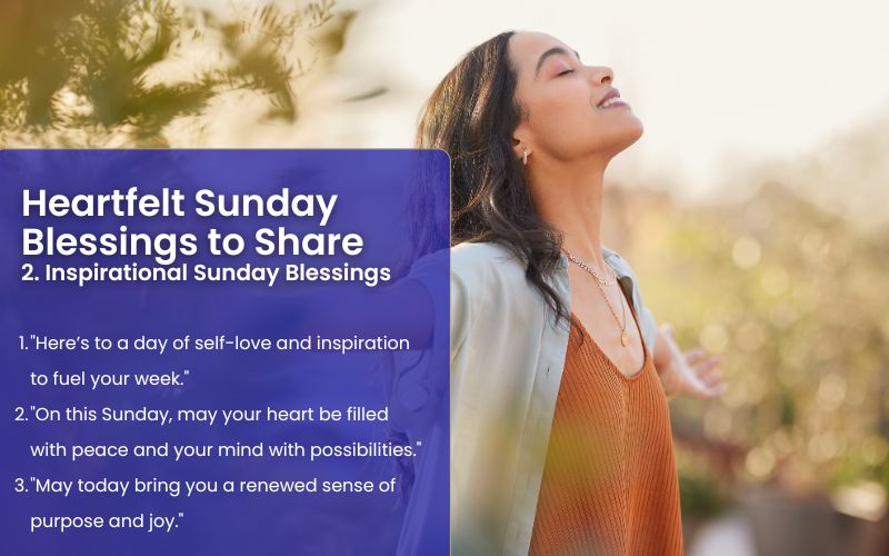 Inspirational Sunday blessings written on a sunny landscape.