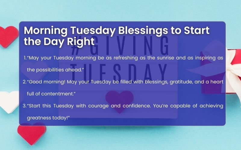 A sunrise with the text "Tuesday Morning Blessings and Warm Wishes."